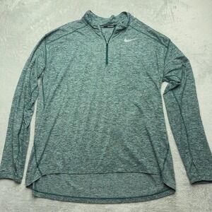 Nike Pullover Men XXL Green Dri-FIT Running 1/4 Zip Long Sleeve Heathered Top